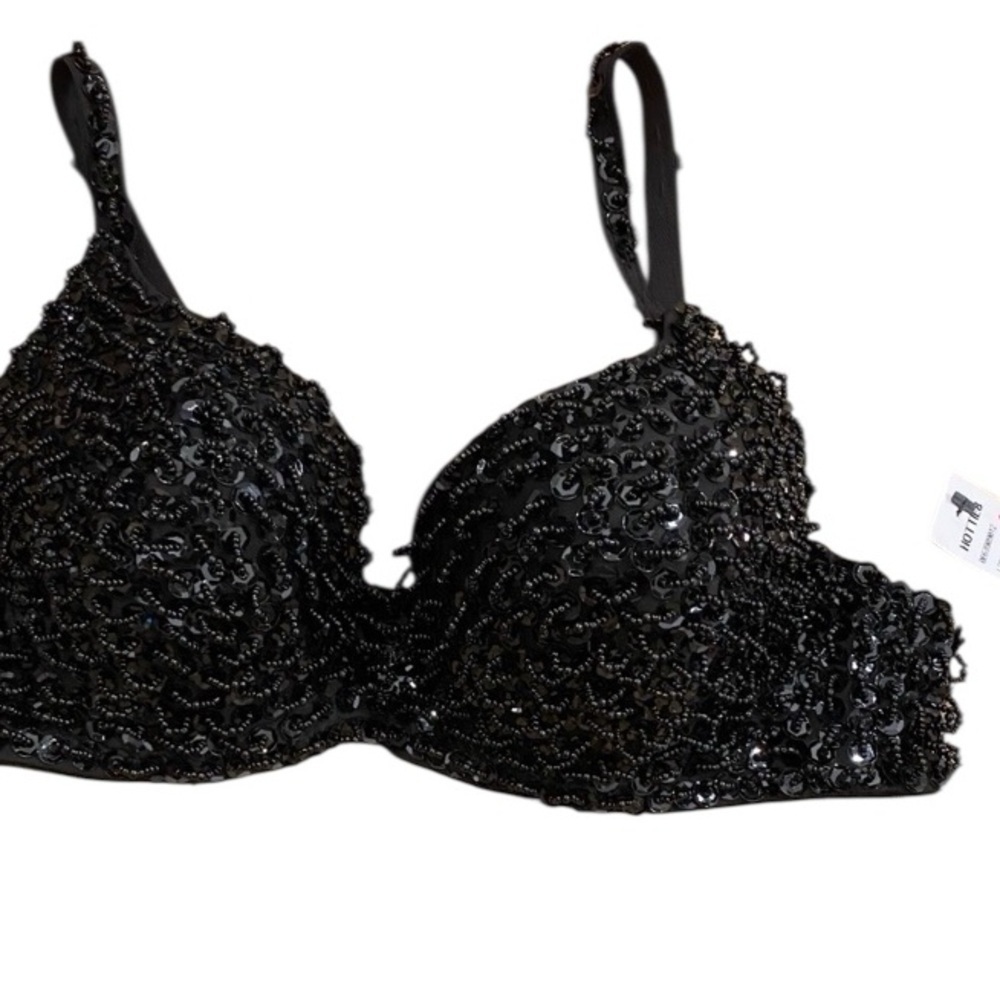 Women’s Black Sexy Bra Sequin Beaded New medium